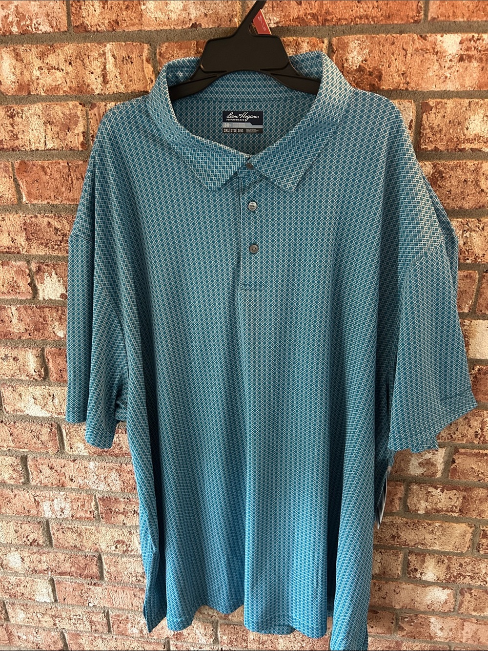 Ben Hogan Men’s Blue Geometric Short-Sleeve Golf Polo Size 3XL